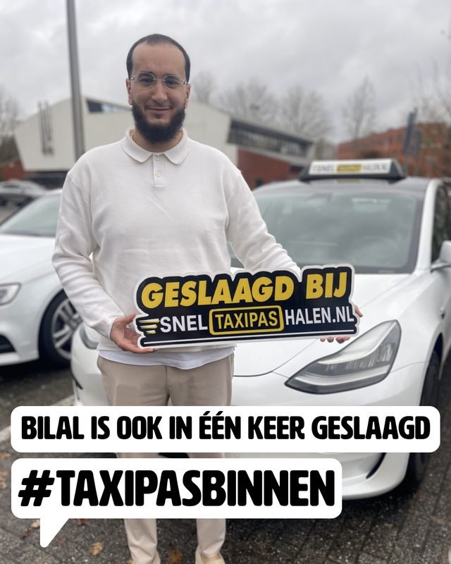 Bilal in één keer geslaagd voor zijn taxipas bij Sneltaxipashalen.nl