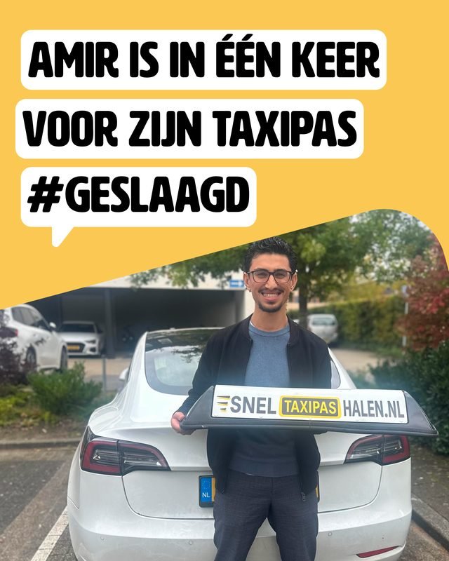 Amir in één keer geslaagd voor zijn taxipas bij Sneltaxipashalen.nl