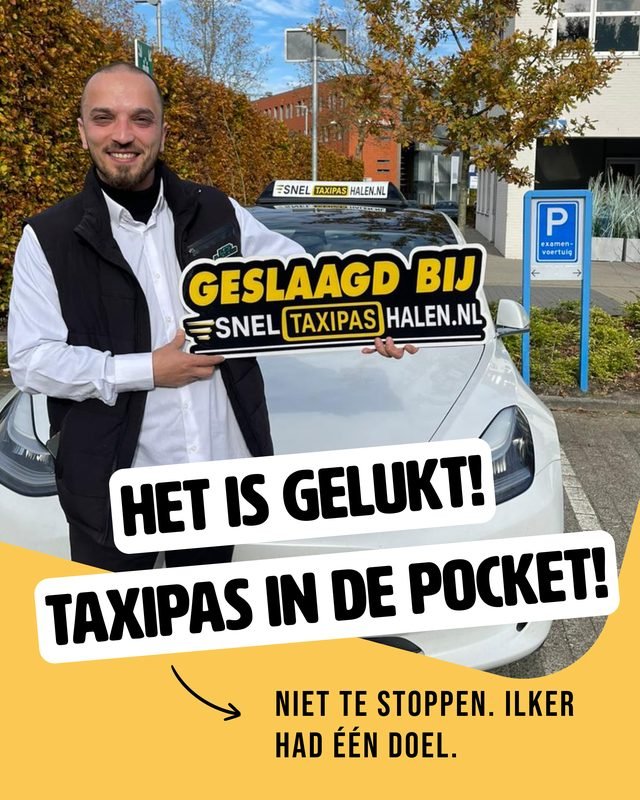 Ilker geslaagd voor zijn taxipas bij Sneltaxipashalen.nl
