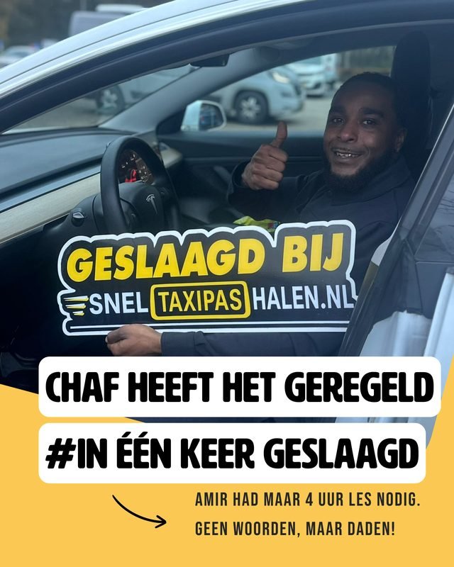 Chaf in één keer geslaagd voor zijn taxipas bij Sneltaxipashalen.nl