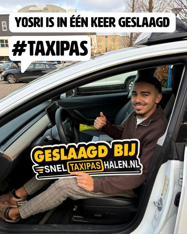 Yosri in één keer geslaagd voor zijn taxipas bij Sneltaxipashalen.nl